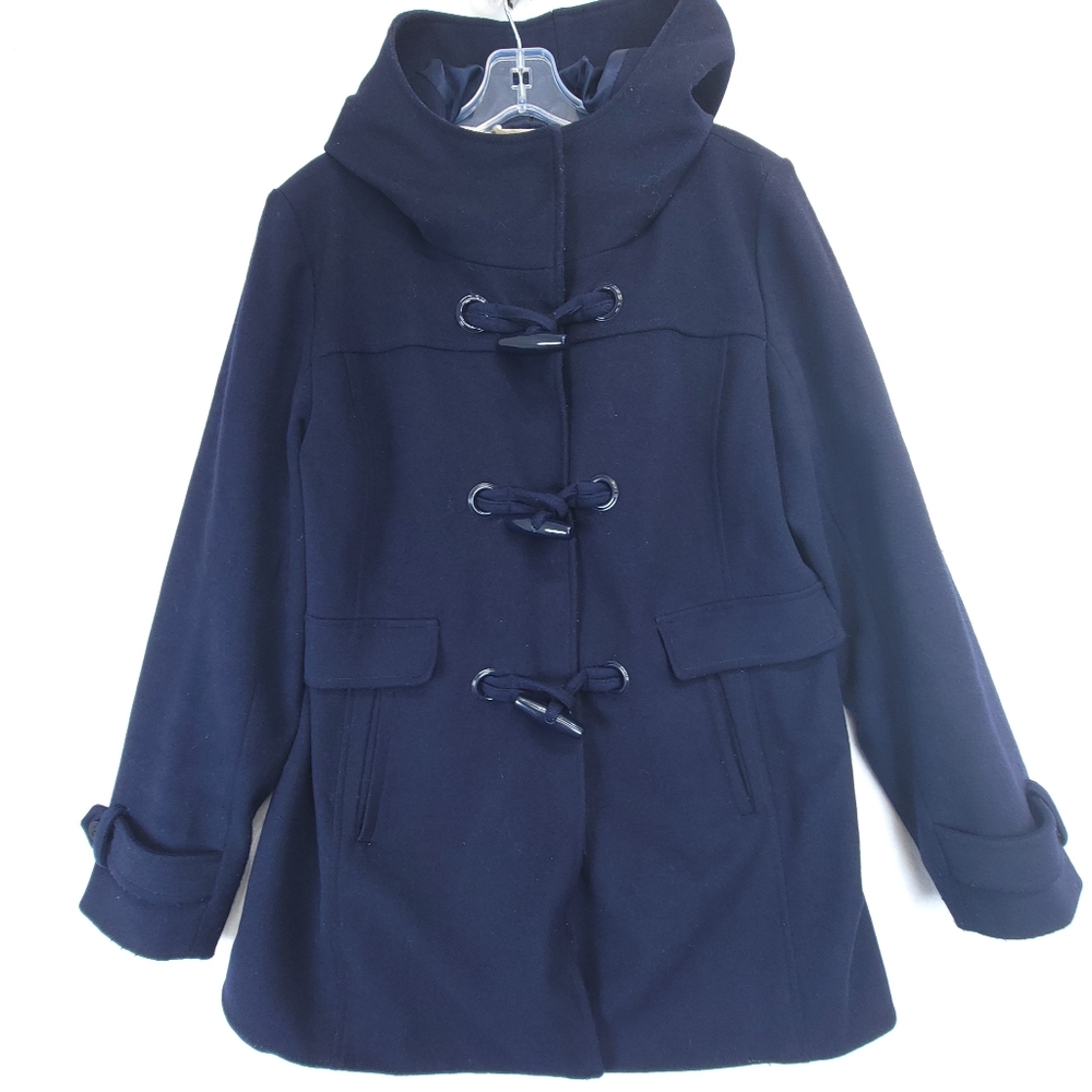 Pendleton Roslyn Women's Small Wool Striped Interior Toggle Jacket Coat Blue